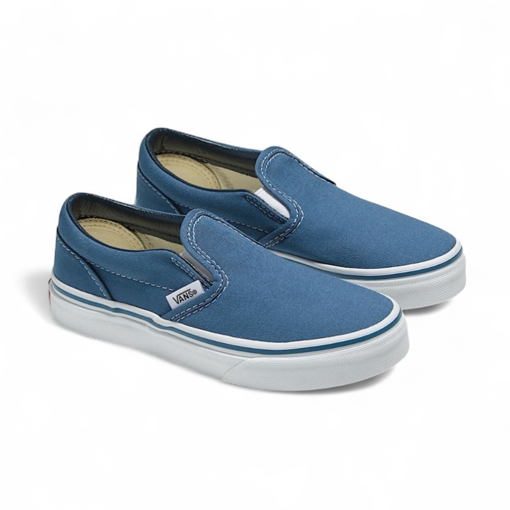 Vans Classic Slip On Canvas Shoes Youth Size 4 Navy Blue White New Without Box